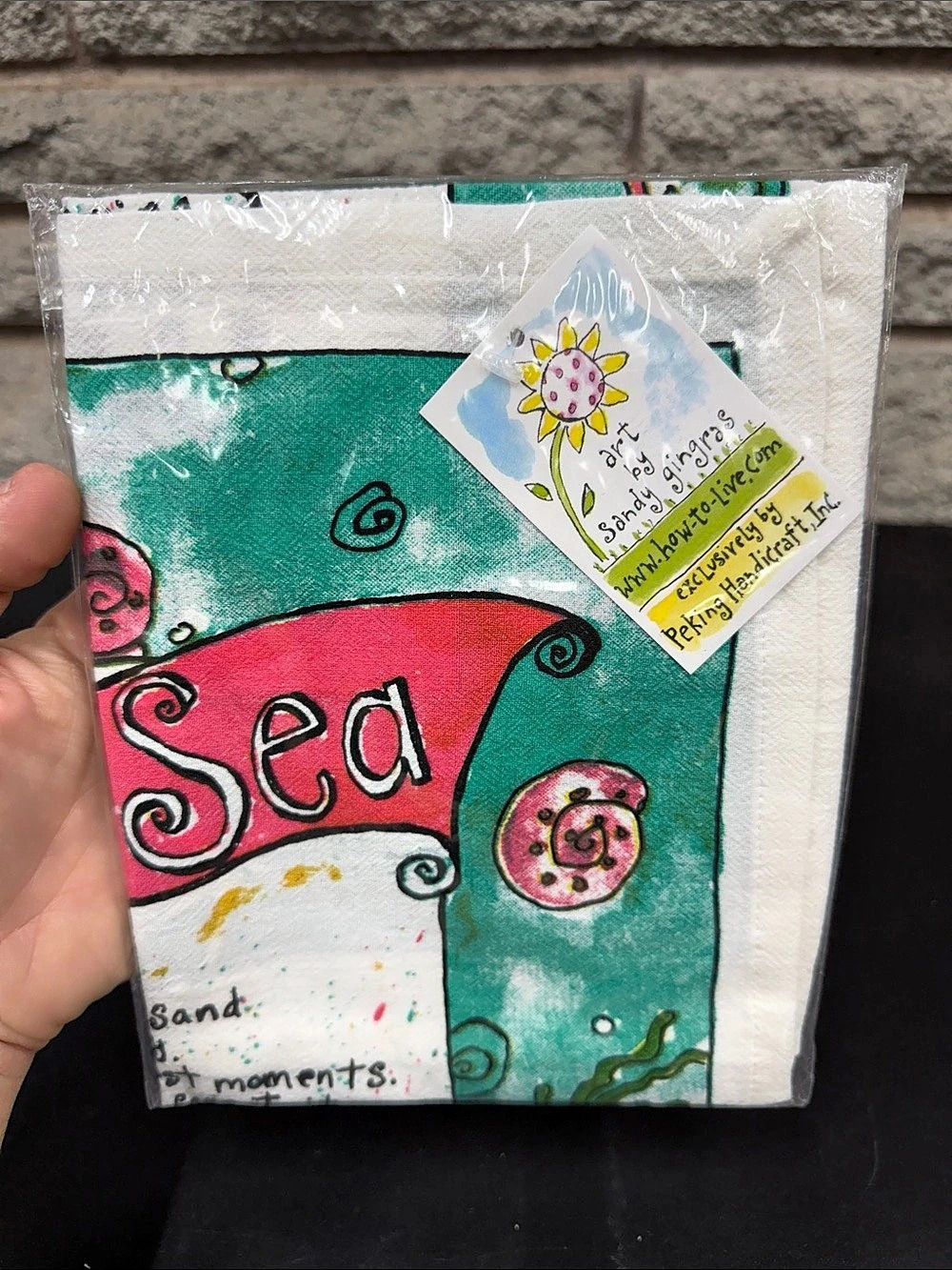 Sandy Gingras Song of the Sea Kitchen Towel 18x25 Coastal Art New Sealed